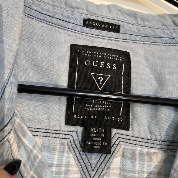 Guess Regular Fit Denim Style Button Down Shirt - Picture 2 of 7